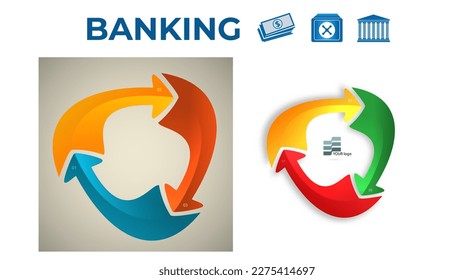 Modern Design style infographic template. Illustration of different kinds of banking. Can be used for infographics and typography, chart process the bank, business service steps options
