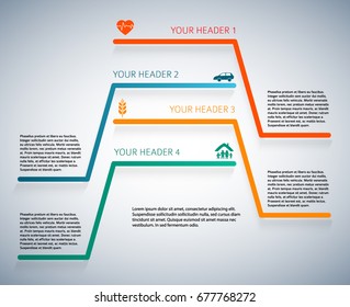 Modern Design style infographic template. Illustration of different kinds of insurance. Can be used for infographics and typography, chart process the insurance company, business service steps options