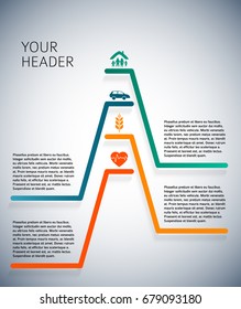 Modern Design style infographic template. Illustration of different kinds of insurance. Can be used for infographics and typography, chart process the insurance company, business service steps options