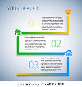 Modern Design style infographic template. Illustration of different kinds of insurance. Can be used for infographics and typography, chart process the insurance company, business service steps options