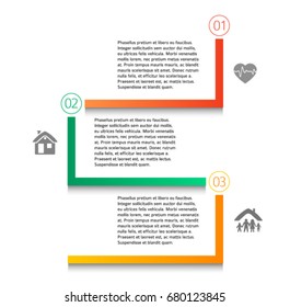 Modern Design style infographic template. Illustration of different kinds of insurance. Can be used for infographics and typography, chart process the insurance company, business service steps options