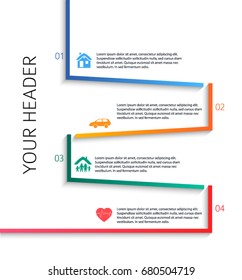 Modern Design style infographic template. Illustration of different kinds of insurance. Can be used for infographics and typography, chart process the insurance company, business service steps options