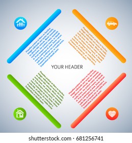 Modern Design style infographic template. Illustration of different kinds of insurance. Can be used for infographics and typography, chart process the insurance company, business service steps options