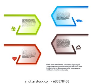 Modern Design style infographic template. Illustration of different kinds of insurance. Can be used for infographics and typography, chart process the insurance company, business service steps options