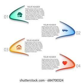 Modern Design style infographic template. Illustration of different kinds of insurance. Can be used for infographics and typography, chart process the insurance company, business service steps options