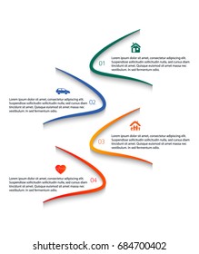 Modern Design style infographic template. Illustration of different kinds of insurance. Can be used for infographics and typography, chart process the insurance company, business service steps options