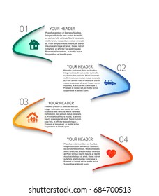 Modern Design style infographic template. Illustration of different kinds of insurance. Can be used for infographics and typography, chart process the insurance company, business service steps options