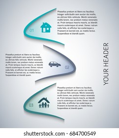 Modern Design style infographic template. Illustration of different kinds of insurance. Can be used for infographics and typography, chart process the insurance company, business service steps options