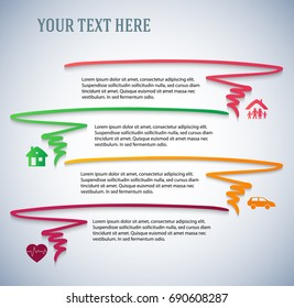 Modern Design style infographic template. Illustration of different kinds of insurance. Can be used for infographics and typography, chart process the insurance company, business service steps options