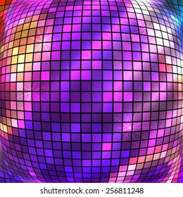 Modern Design style on blur purple background with digital square 3d ball effect convex . Blurry gradient glow light. Vector illustration EPS 10 for wellness theme booklet template, flyer party club