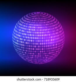Modern Design style on blur lilac background with digital 3d ball effect convex. Blurry gradient glow light. Vector illustration EPS 10