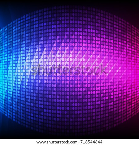 Modern Design style on blur purple background with digital dots effect & blurry lines. Northern lights gradient glowing. Vector illustration EPS 10 for wellness theme booklet, flyer party dance club