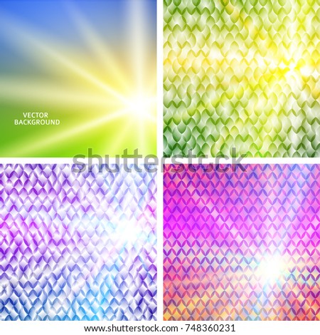 Modern Design style on sun brust background with digital effect. Blurry gradient glow light. Vector illustration EPS 10 for wellness theme booklet template, flyer party dance club, festive event