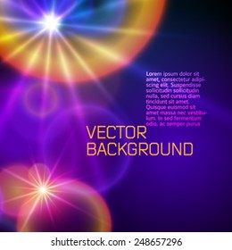 Modern Design style template on blur dark gradient background with big bright glow effect rings intersect each other with space place for your text. Blurry gradient with lines circle. Vector EPS 10