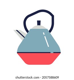 Modern design stylish kettle, teapot, minimalist flat illustration, icon style isolated on white