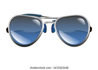 Modern design sunglasses with blue gradient lenses and metal frame