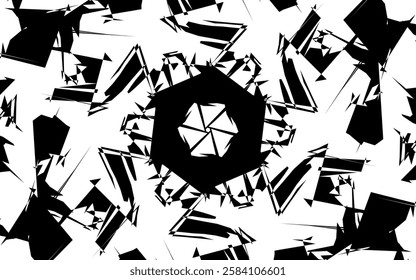 Modern design with symmetrical patterns and abstract shapes that create unique optical illusions.