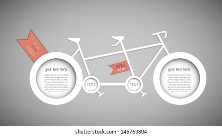 Modern design of a tandem bicycle with speech bubbles instead of wheels