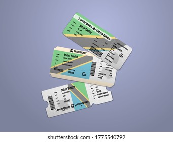 Modern design of Tanzania airline, bus and train travel boarding pass. Three tickets of Tanzania painted in flag color. Vector illustration isolated