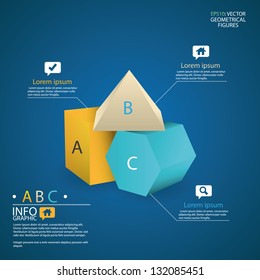 Modern design template, abstract 3D concept of colorful geometric figures infographic.