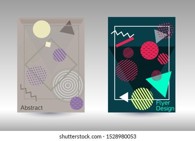 Modern design template. Abstract background in the style of Memphis.  Artistic geometric cover design. Fashionable  cover, banner, poster, booklet. Creative colors backgrounds. Vector.