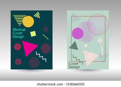 Modern design template. Abstract background in the style of Memphis.  Artistic geometric cover design. Fashionable  cover, banner, poster, booklet. Creative colors backgrounds. Vector.