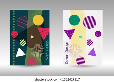 Modern design template. Abstract background in the style of Memphis.  Artistic geometric cover design. Fashionable  cover, banner, poster, booklet. Creative colors backgrounds. 