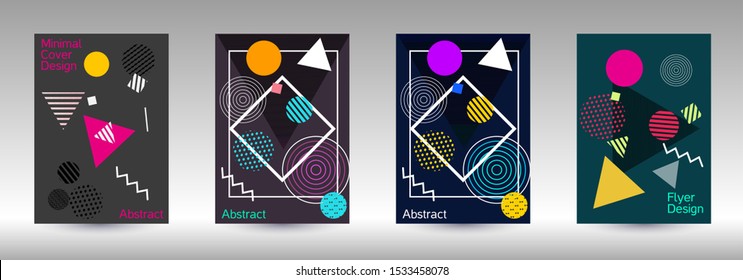 Modern design template. Abstract background in the style of Memphis.  Artistic geometric cover design. Fashionable  cover, banner, poster, booklet. Creative colors backgrounds. 