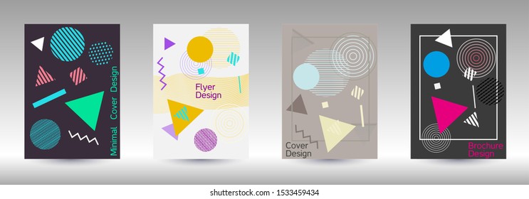 Modern design template. Abstract background in the style of Memphis.  Artistic geometric cover design. Fashionable  cover, banner, poster, booklet. Creative colors backgrounds. Vector.