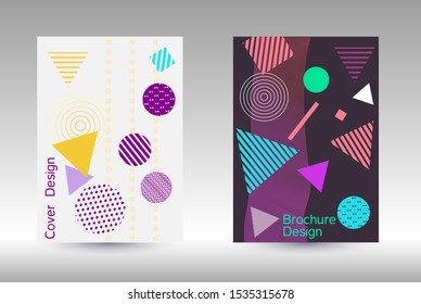 Modern design template. Abstract background in the style of Memphis.  Artistic geometric cover design. Fashionable  cover, banner, poster, booklet. Creative colors backgrounds. Vector.