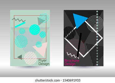 Modern design template. Abstract background in the style of Memphis.  Artistic geometric cover design. Fashionable  cover, banner, poster, booklet. Creative colors backgrounds. Vector.