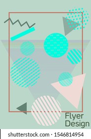 Modern design template. Abstract background in the style of Memphis.  Artistic geometric cover design. Fashionable  cover, banner, poster, booklet. Creative colors backgrounds. 