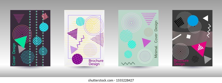 Modern design template. Abstract background in the style of Memphis.  Artistic geometric cover design. Fashionable  cover, banner, poster, booklet. Creative colors backgrounds. Vector.