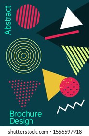 Modern design template. Abstract background in the style of Memphis.  Artistic geometric cover design. Fashionable  cover, banner, poster, booklet. Creative colors backgrounds. Vector.