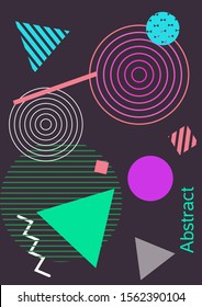 Modern design template. Abstract background in the style of Memphis.  Artistic geometric cover design. Fashionable  cover, banner, poster, booklet. Creative colors backgrounds. Vector.