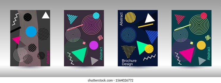 Modern design template. Abstract background in the style of Memphis.  Artistic geometric cover design. Fashionable  cover, banner, poster, booklet. Creative colors backgrounds. 