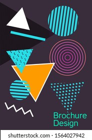 Modern design template. Abstract background in the style of Memphis.  Artistic geometric cover design. Fashionable  cover, banner, poster, booklet. Creative colors backgrounds. 