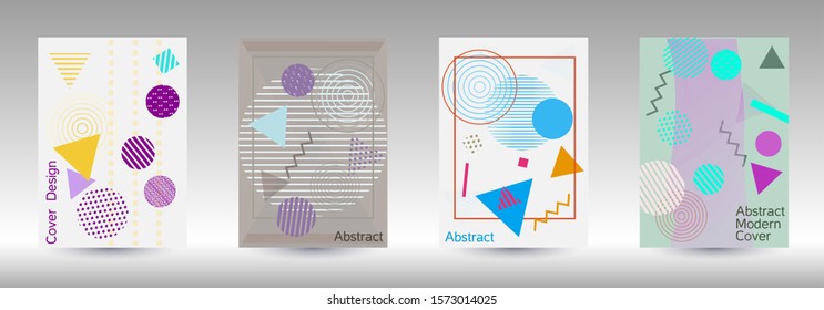 Modern design template. Abstract background in the style of Memphis.  Artistic geometric cover design. Fashionable  cover, banner, poster, booklet. Creative colors backgrounds. 