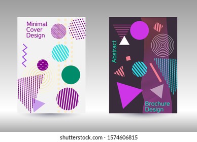 Modern design template. Abstract background in the style of Memphis.  Artistic geometric cover design. Fashionable  cover, banner, poster, booklet. Creative colors backgrounds. 