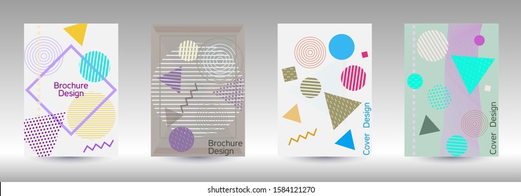 Modern design template. Abstract background in the style of Memphis.  Artistic geometric cover design. Fashionable  cover, banner, poster, booklet. Creative colors backgrounds. 