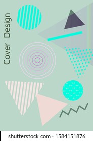 Modern design template. Abstract background in the style of Memphis.  Artistic geometric cover design. Fashionable  cover, banner, poster, booklet. Creative colors backgrounds. 