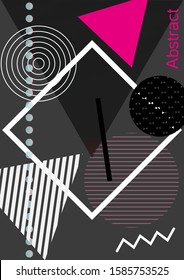 Modern design template. Abstract background in the style of Memphis.  Artistic geometric cover design. Fashionable  cover, banner, poster, booklet. Creative colors backgrounds. Vector.
