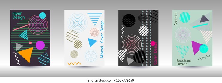 Modern design template. Abstract background in the style of Memphis.  Artistic geometric cover design. Fashionable  cover, banner, poster, booklet. Creative colors backgrounds. 