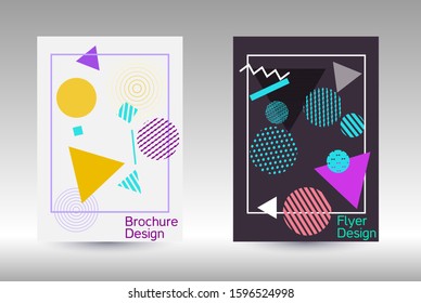 Modern design template. Abstract background in the style of Memphis.  Artistic geometric cover design. Fashionable  cover, banner, poster, booklet. Creative colors backgrounds. 
