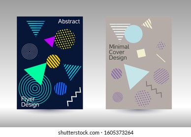 Modern design template. Abstract background in the style of Memphis.  Artistic geometric cover design. Fashionable  cover, banner, poster, booklet. Creative colors backgrounds. 