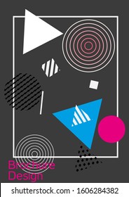 Modern design template. Abstract background in the style of Memphis.  Artistic geometric cover design. Fashionable  cover, banner, poster, booklet. Creative colors backgrounds. 