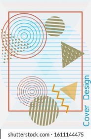 Modern design template. Abstract background in the style of Memphis.  Artistic geometric cover design. Fashionable  cover, banner, poster, booklet. Creative colors backgrounds. 