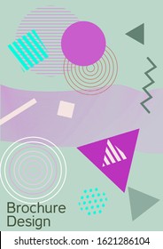 Modern design template. Abstract background in the style of Memphis.  Artistic geometric cover design. Fashionable  cover, banner, poster, booklet. Creative colors backgrounds. 