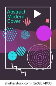 Modern design template. Abstract background in the style of Memphis.  Artistic geometric cover design. Fashionable  cover, banner, poster, booklet. Creative colors backgrounds. Vector.