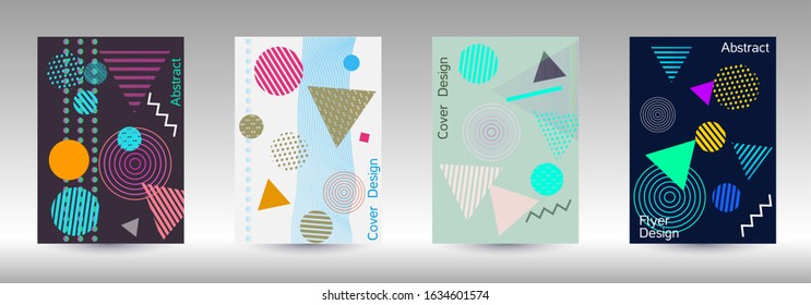 Modern design template. Abstract background in the style of Memphis.  Artistic geometric cover design. Fashionable  cover, banner, poster, booklet. Creative colors backgrounds. Vector.